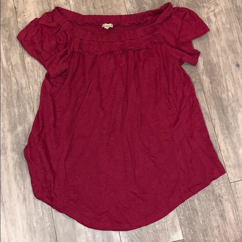 Anthropologie Off The Shoulder Pink Top